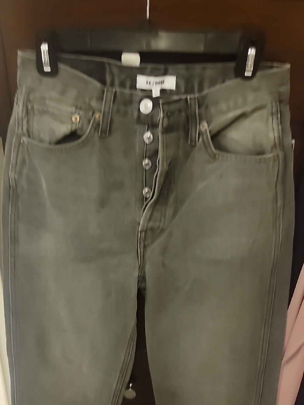 NWOT Womens Re/Done Charcoal Gray High-Rise Jeans Button Fly Size 27